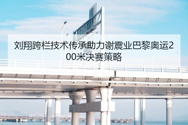 刘翔跨栏技术传承助力谢震业巴黎奥运200米决赛策略